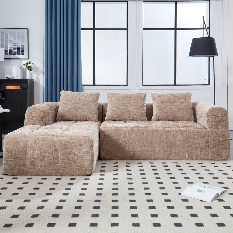 Chenille Fabric Modular L Shaped Sectional Sofa,Free Combination
