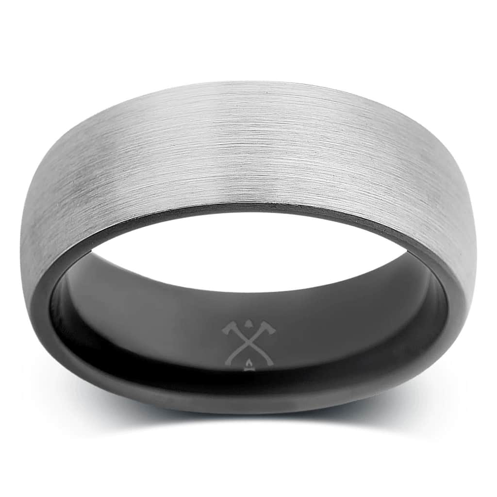 Manly Bands THE ROCKSTAR Tungsten Black Plated 8mm Satin Band