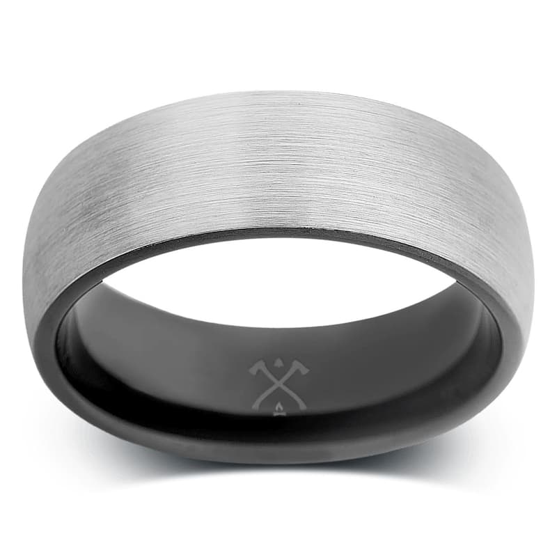 Manly Bands THE ROCKSTAR Tungsten Black Plated 8mm Satin Band
