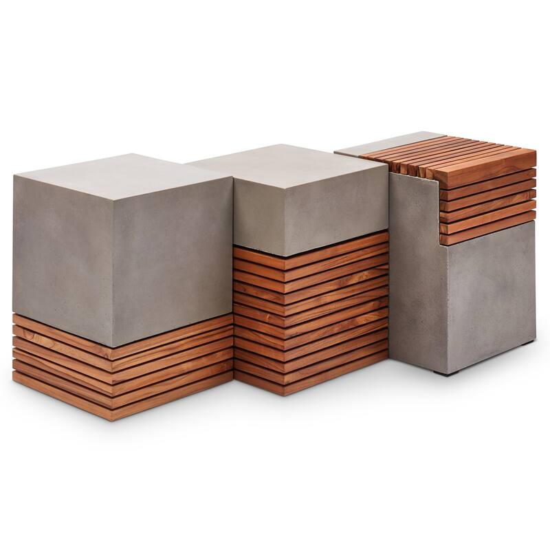 Urbia Stecca Alto Concrete & Teak Stool
