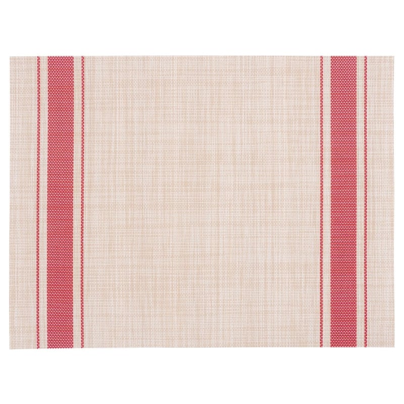 KAF Home Set of 4 Farmhouse Stripe PVC Placemats, 20"x20"