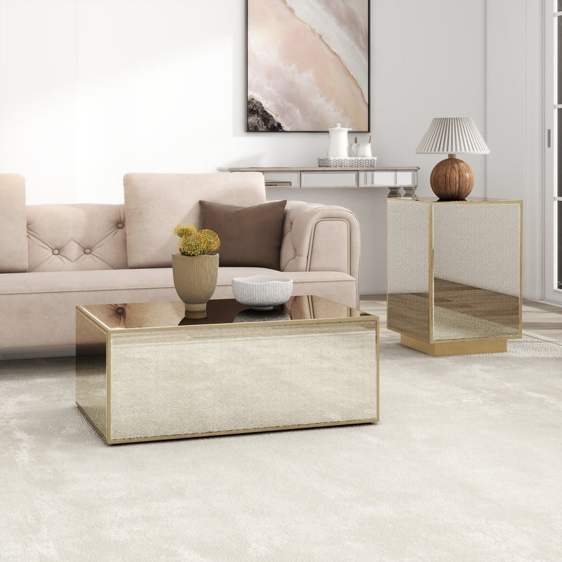 Vintage Mirrored End Table Side Table