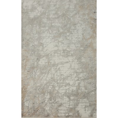 Machine Made Oriental Polyester Carpet Modern Abstract Beige & Ivories Abstract Area Rug - 7' 5'' X 5' 2''