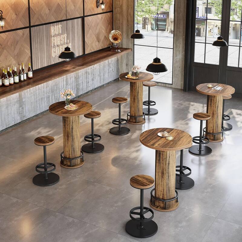 3-Piece Dining Table Set, Small Round Kitchen Table with 2 Chairs for Small Space, Apartment, Bistro