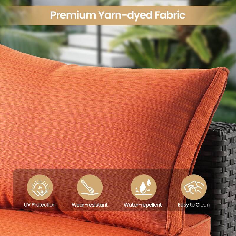 XIZZI 6-piece Patio Furniture Set Outdoor Sectional Rattan Sofa with Firepit