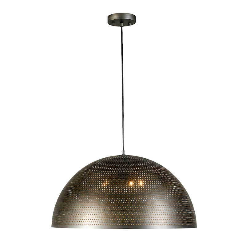 Rennnsan 3-Light Gold/Black Perforated Gold/Black Dome Pendant Light for Kitchen Island Dining Room