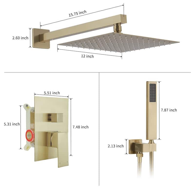 WIZ 2-Spray 12 in. Wall Mount Shower Head System Shower Faucet
