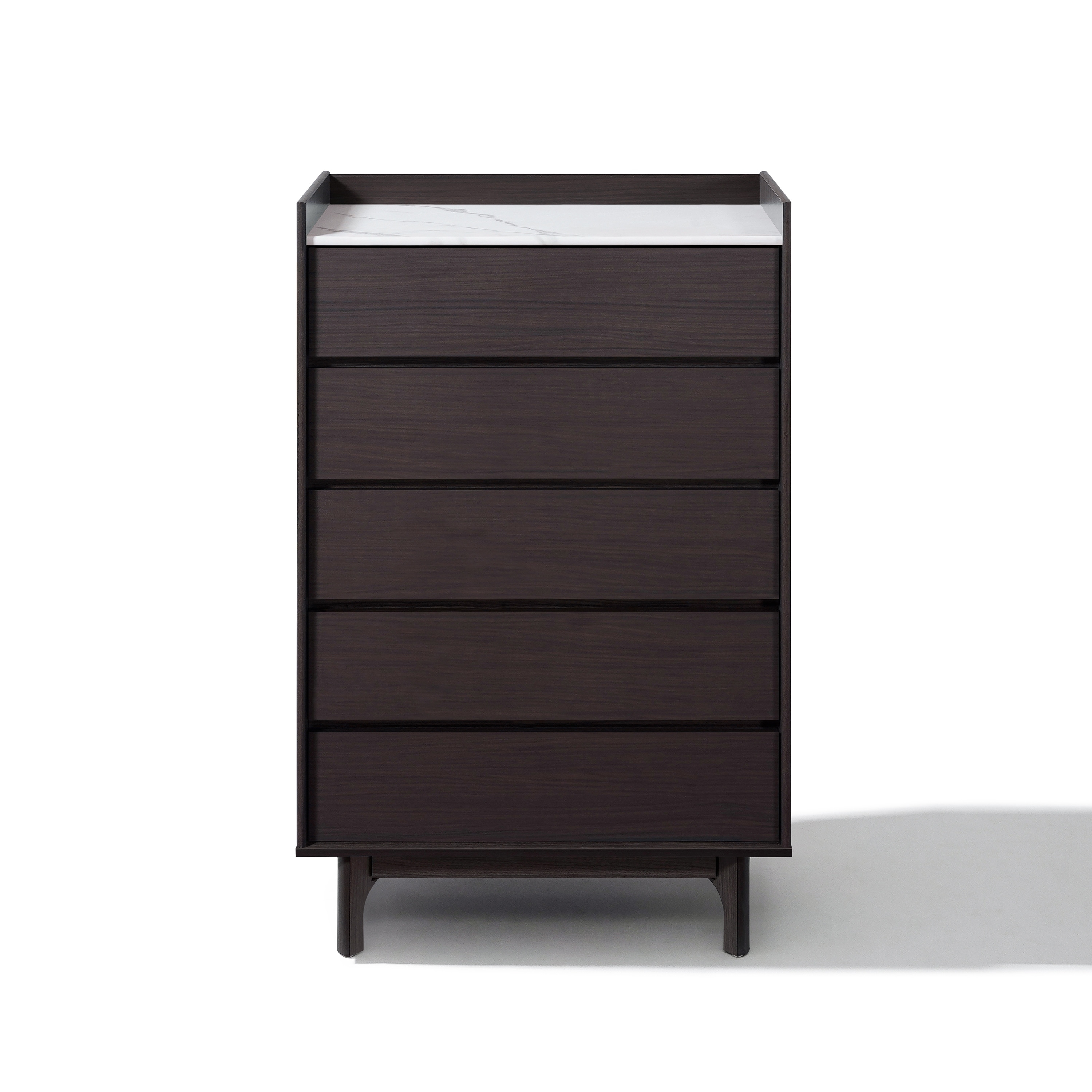 46.8" Modi Wenge 5-Drawer Accent Chest with Faux Marble Top, Manufactured Wood