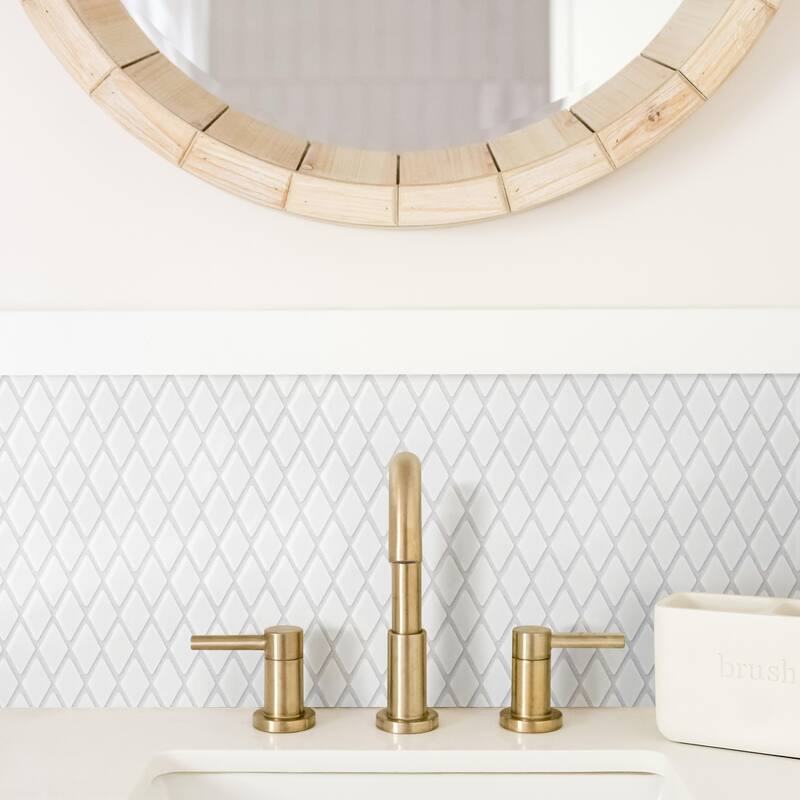 Merola Tile Expressions Beveled Diamond White 11-5/8" x 12" Glass Floor and Wall Tile