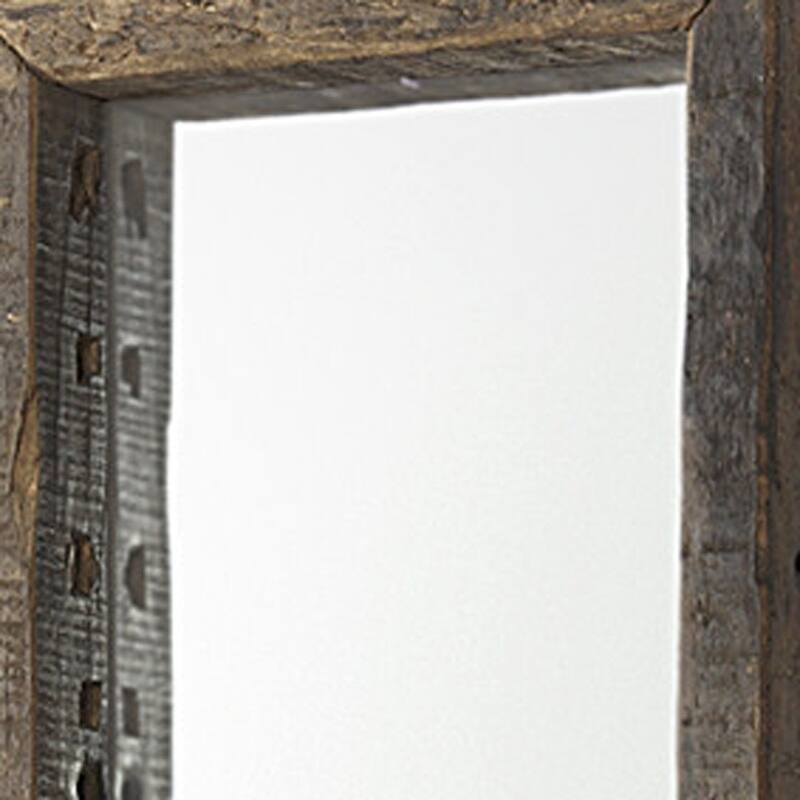 HomeRoots 59" Brown Solid Wood Framed Accent Mirror - 12.00 in. x 59.00 in. x 2.00 in.
