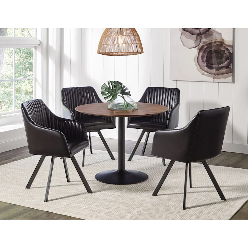 Vallerina Black and Gunmetal Sloped Arm Swivel Chair (Set of 6)