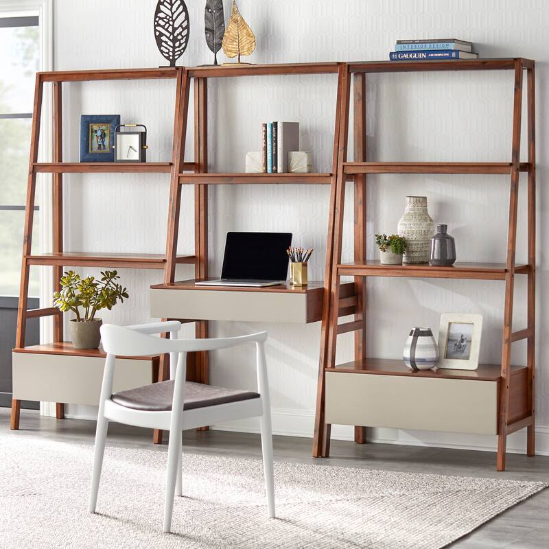 Lifestorey Nordic Ladder Desk and Bookshelf 3-Piece Set