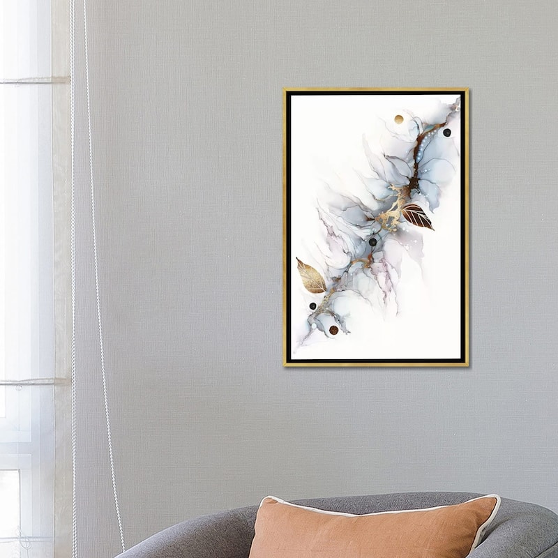 iCanvas "Coppered Vein Alcohol Ink Abstract Flower" by Pomaikai Barron Framed