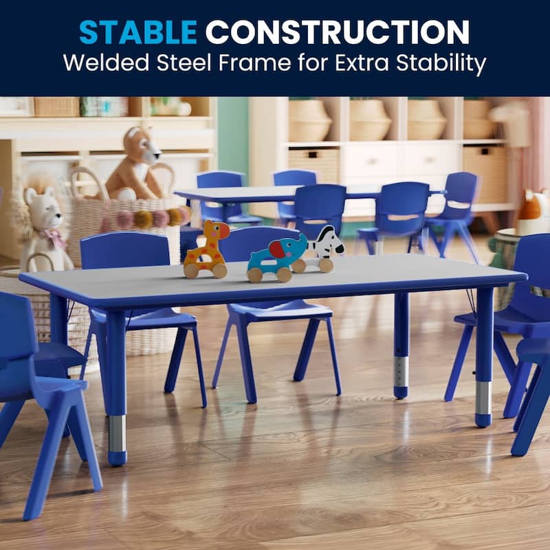 23.625"W x 47.25"L Plastic Adjustable Activity Table-School Table for 6