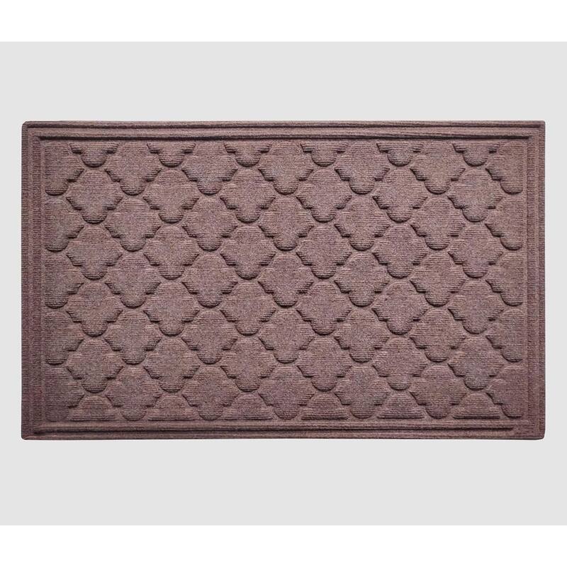A1HC New All Weather Superior Dirt and Moisture Absorbing Polypropylene Door Mat with Non-Slip Backing for Inside Outside Use - 24"x36" - Chocolate Brown Ogee