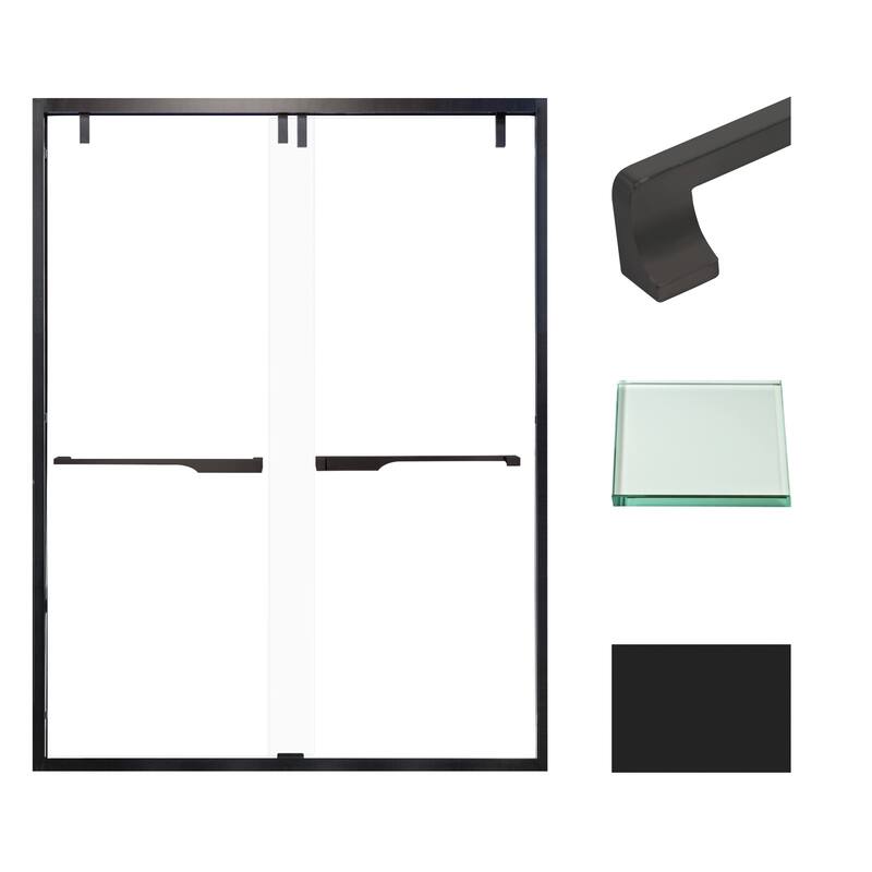 Transolid EBPT608010C-J 80" High x 60" Wide Bypass Frameless Shower - Matte Black