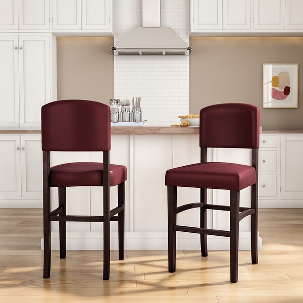 Linon Monte Carlo Stationary Counter Stool, Dark Red Vinyl. Opens flyout.
