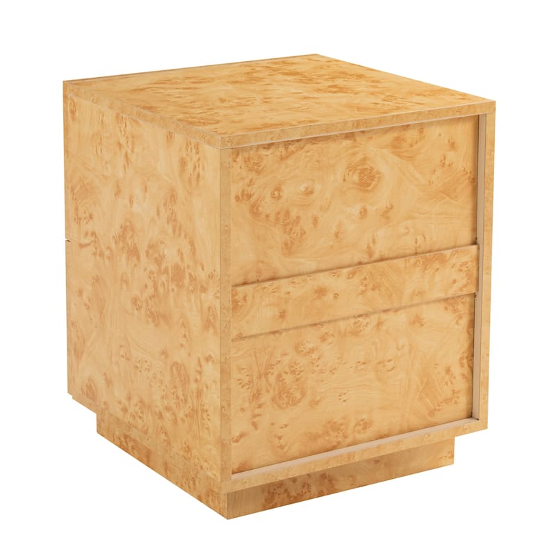 COZAYH Farmhouse Burl Wood Nightstand, Modern Dresser with Storage
