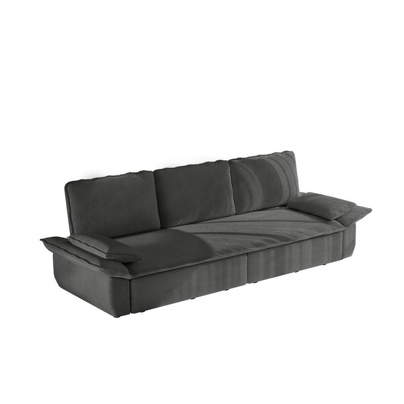 94.5" Corduroy Sofa Bed, 3-in-1 Convertible Sleeper Sofa Couch, Pull Out Sofa Bed, Space-Saving Upholstered Sofa