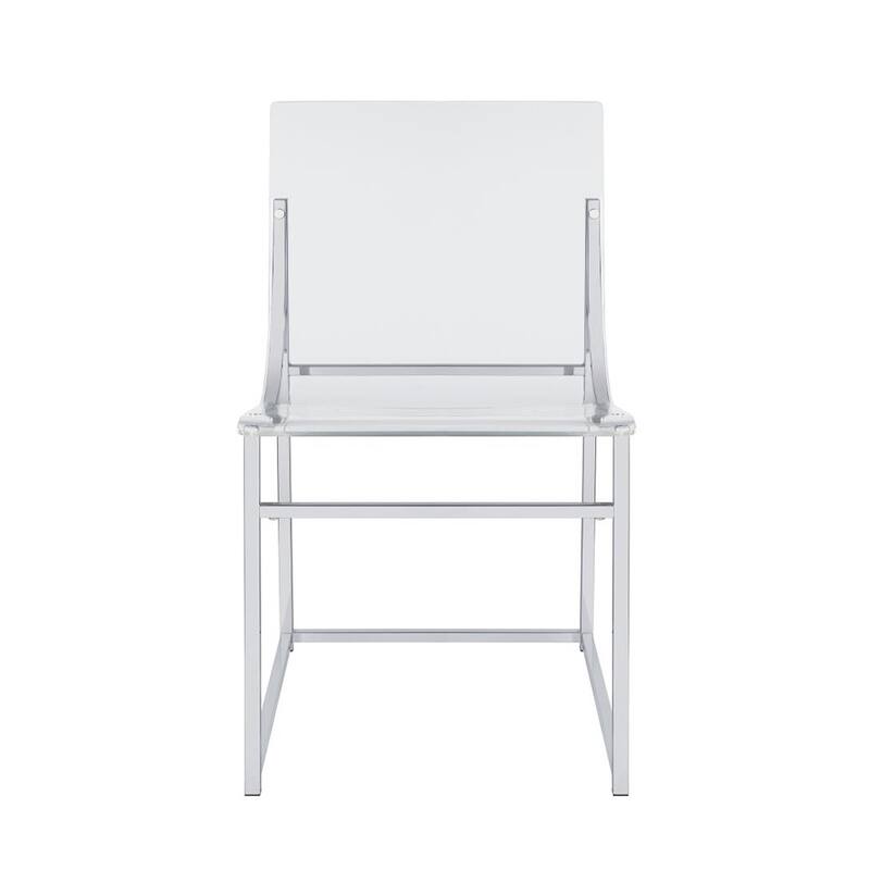 Set of 2 Dining Side Chairs in Clear and Chrome