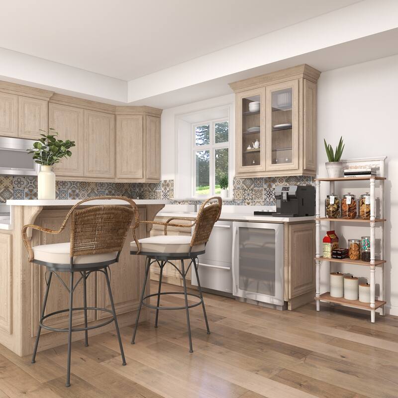 White Wood Intricately Carved 4 Shelves Floral Shelving Unit