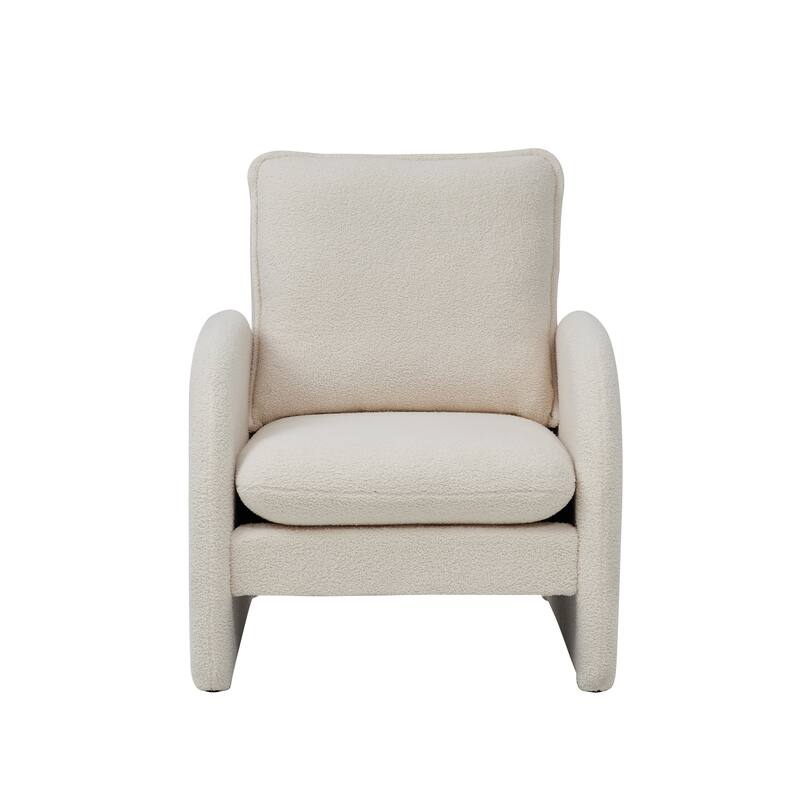 Sherpa Upholstered Accent Armchair Fabric Leisure Chair with High Back & Armrest Comfy Single Sofa Vanity Chair