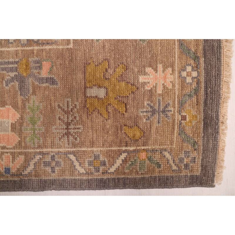 ECARPETGALLERY Hand-knotted Modern Oushak Dark Grey Wool Rug - 8'9 x 11'11