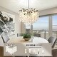 preview thumbnail 17 of 22, Crystal Tree Branch Chandelier Modern Round Ceiling Pendant Light