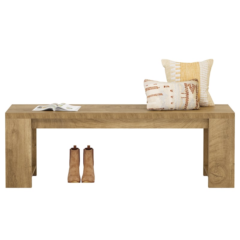 47.2" Brown Wooden Entryway Bench, Modern Farmhouse Shoe Bench