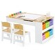 preview thumbnail 1 of 8, Gymax 2-in-1 Kids Wooden Art Table and Art Easel Set w/ Chairs Paper Natural+White
