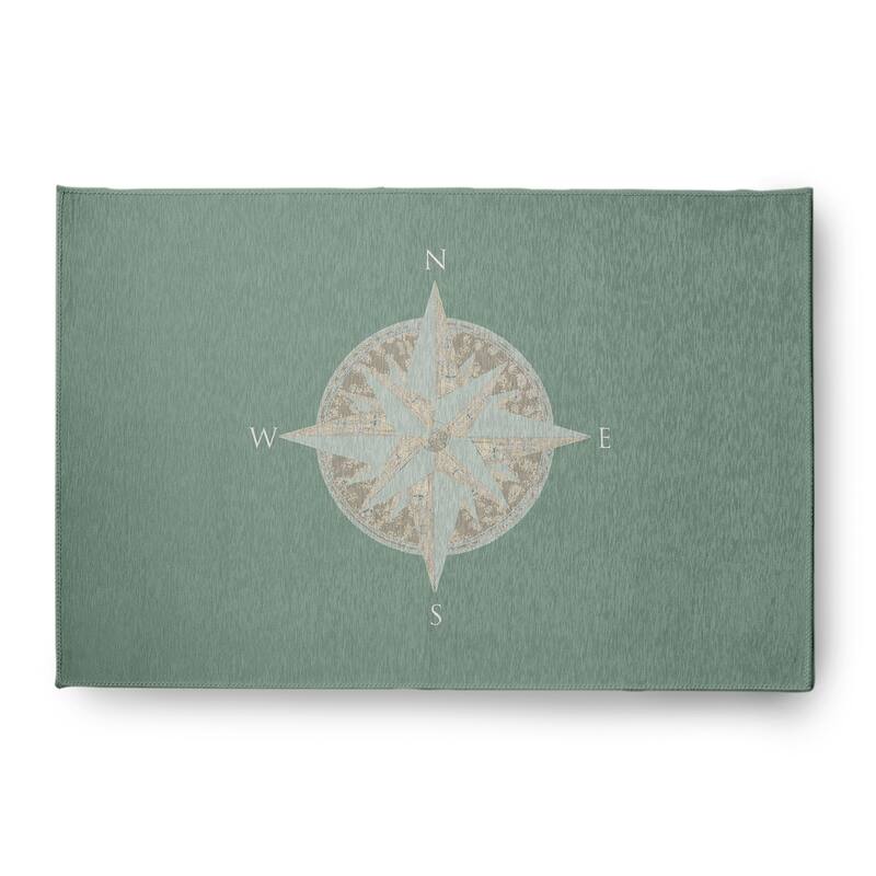 Compass Nautical Indoor/Outdoor Rug - Sage - 4' x 6'