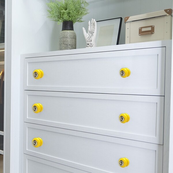Ceramic Knobs Vintage Round Drawer Pull Handle Cupboard Cabinet Knob Yellow