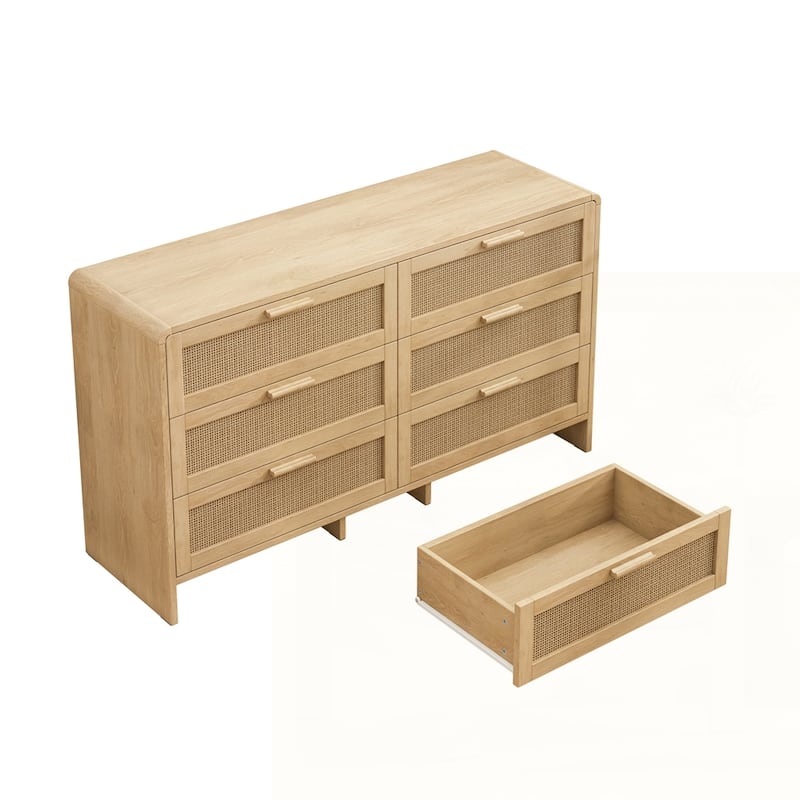6-DrawersArc Shaped Corner Rattan Storage Cabinet