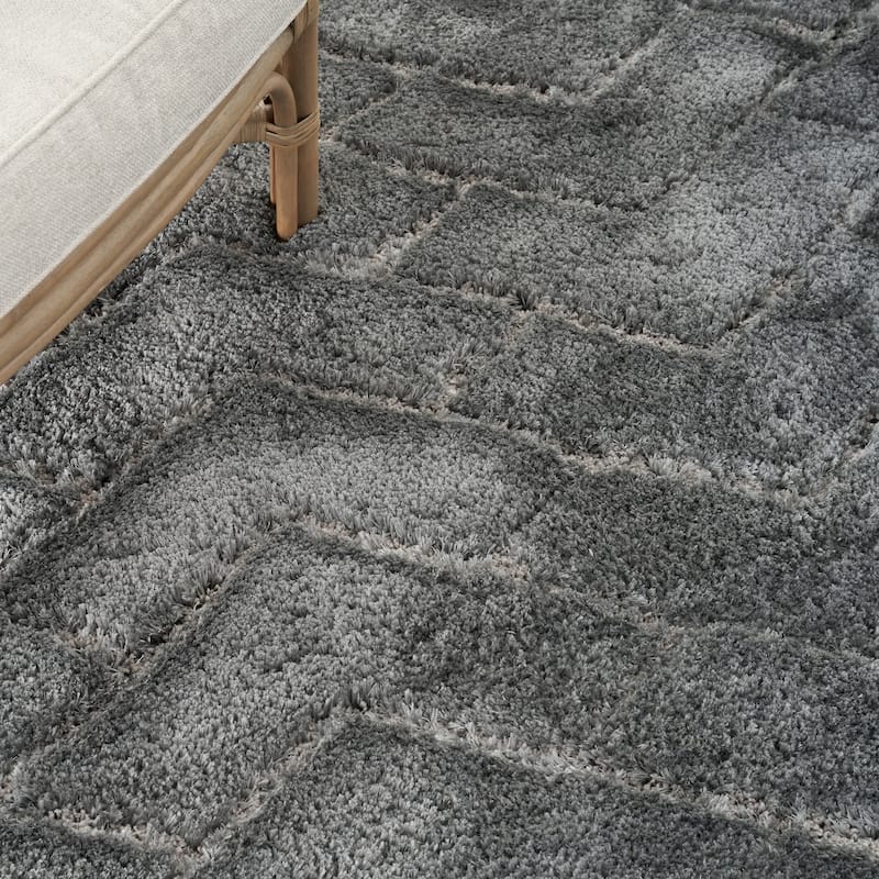 Nourison Luxurious Shag Ultra Plush Modern Chevron Area Rug
