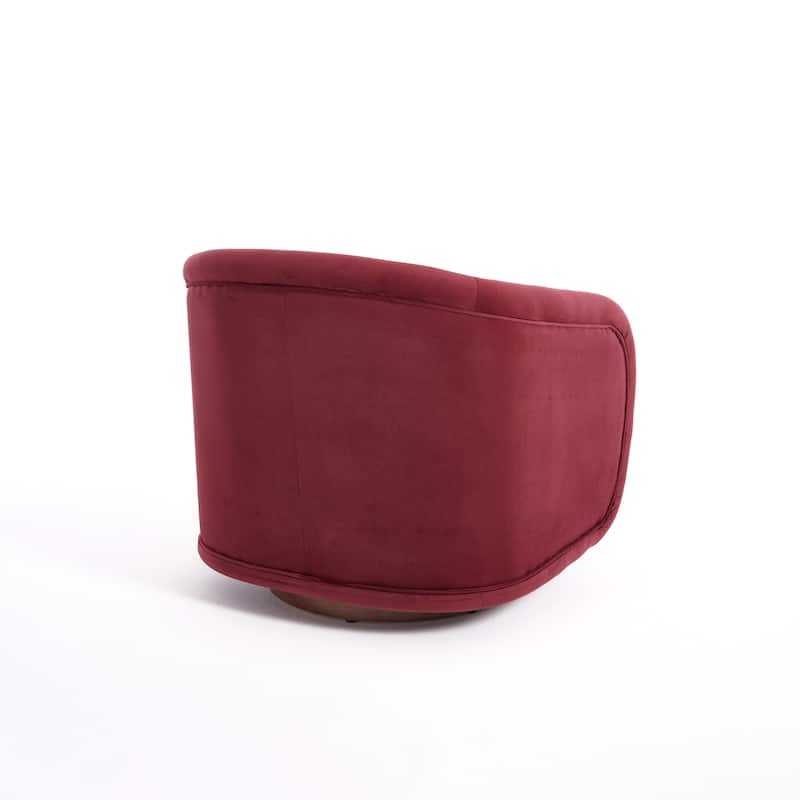 Swivel Accent Chair, 360-degree Swivel Barrel Chair with Teddy Upholstery, Comfy Pumpkin-Shaped Swivel Chair