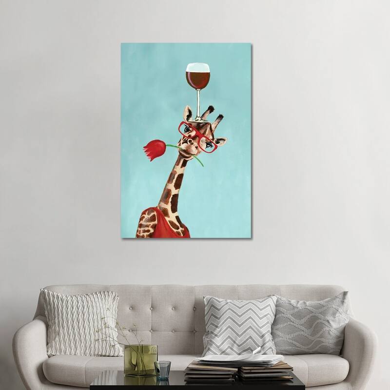 iCanvas "Giraffe With Wineglass" by Coco de Paris Canvas Print - 48x32x1.5