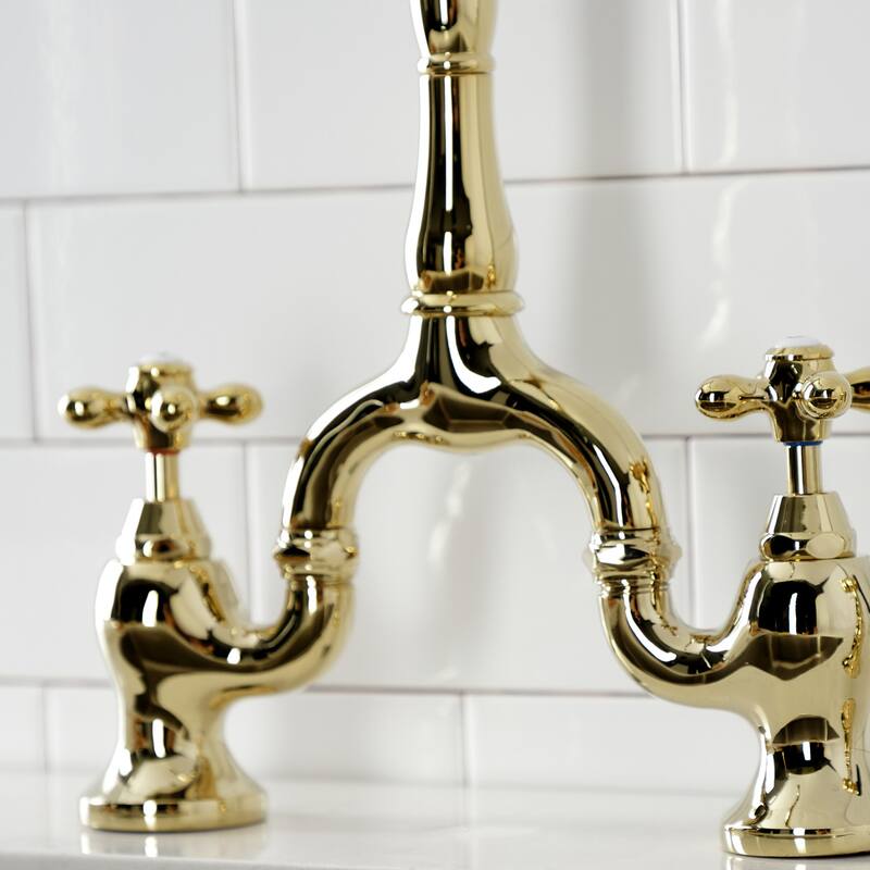 Kingston Brass English Country Bridge Kitchen Faucets with Brass Sprayer