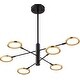 preview thumbnail 1 of 9, Vaxcel Lighting P0424 6 Light 35" Wide LED Suspension Pendant Matte Black and Antique Gold