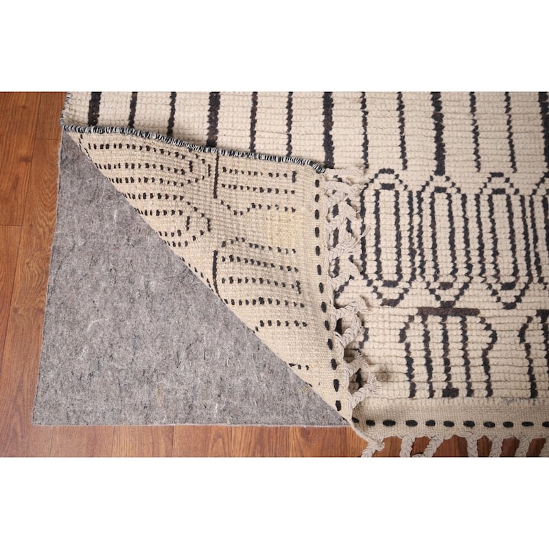 All-Over Geometric Moroccan Modern Area Rug Hand-Knotted Wool Carpet - 8'0"x 10'5"