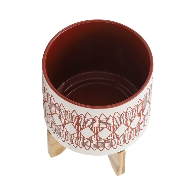 Sagebrook Home Abstract Ceramic Planter on Stand Indoor/Outdoor