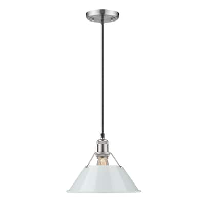 Orwell 10" Wide Medium Pendant in Pewter with Dusky Blue - Silver