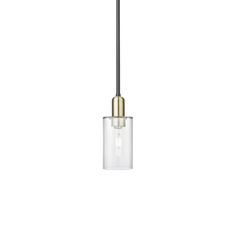 Innovations Lighting 716-1S-10-5 Clymer Pendant Clymer 5" Wide Mini - Black Antique Brass / Clear