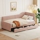 preview thumbnail 24 of 28, Twin Stripe L-shaped Semi-enclosed Daybed wStorage Drawers, Corduroy Upholstered Daybed, Wood Slat Support, No Spring Box Need