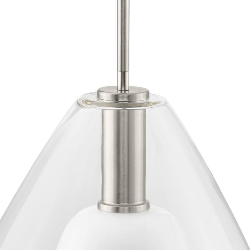 Carillon Collection One-Light Brushed Nickel Large Contemporary Pendant - 15 in x 15 in x 20.75 in