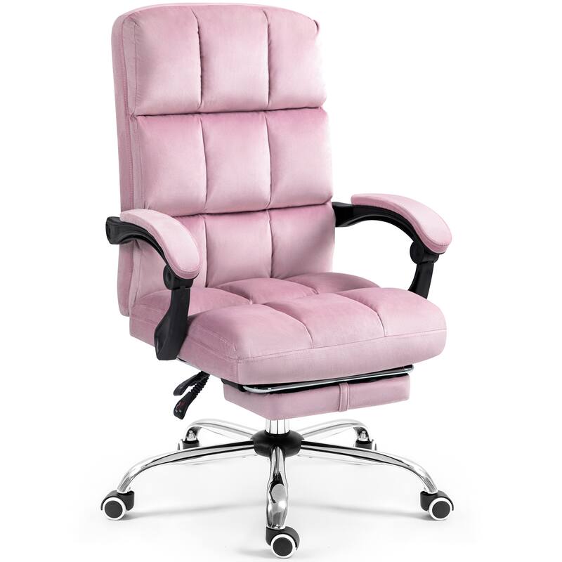 AVAWING Velvet Executive Chair Ergonomic Office Chair with Footrest