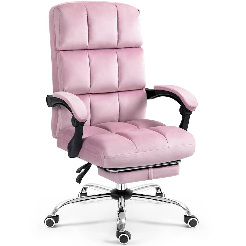 AVAWING Velvet Executive Chair Ergonomic Office Chair with Footrest