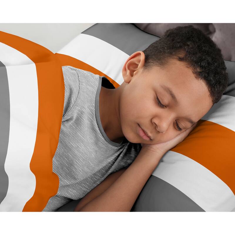 Sweet Jojo Designs Grey and Orange Stripe 3-piece Full/ Queen-size Comforter Set