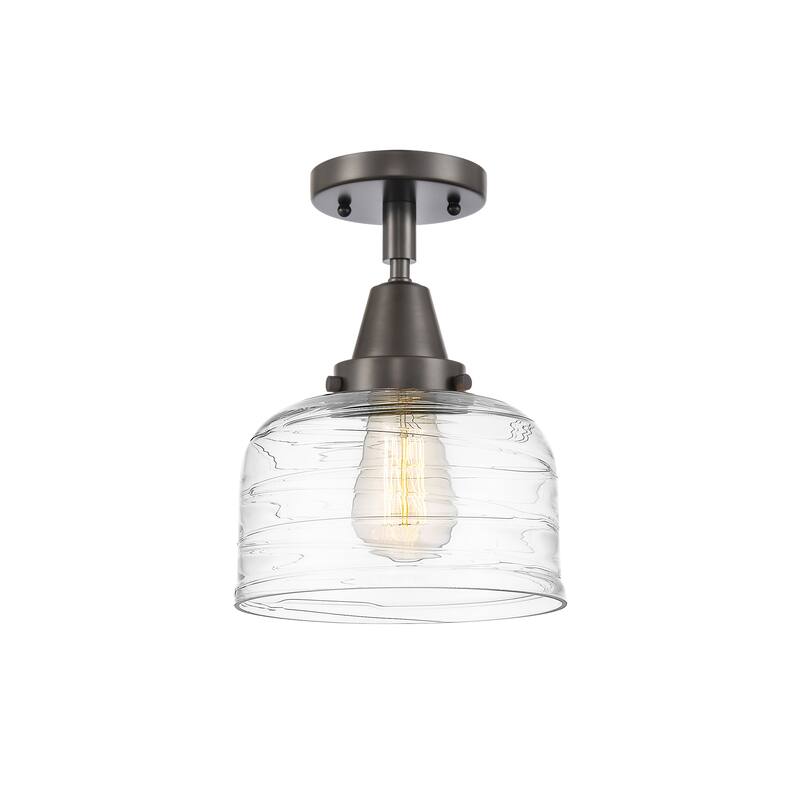 Innovations Lighting Caden Bell - 1 Light 8" Flush Mount - Oil Rubbed Bronze/Clear Deco Swirl