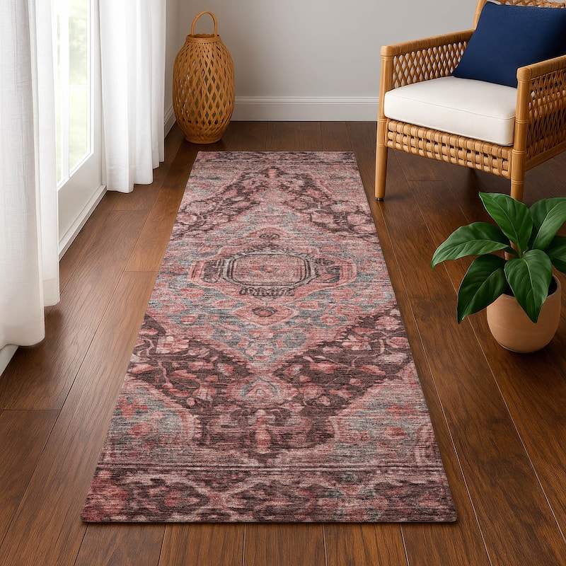 Premium Washable Super Soft Traditonal Marcus Mayfield Rug - Paprika - 2'3" x 7'6"