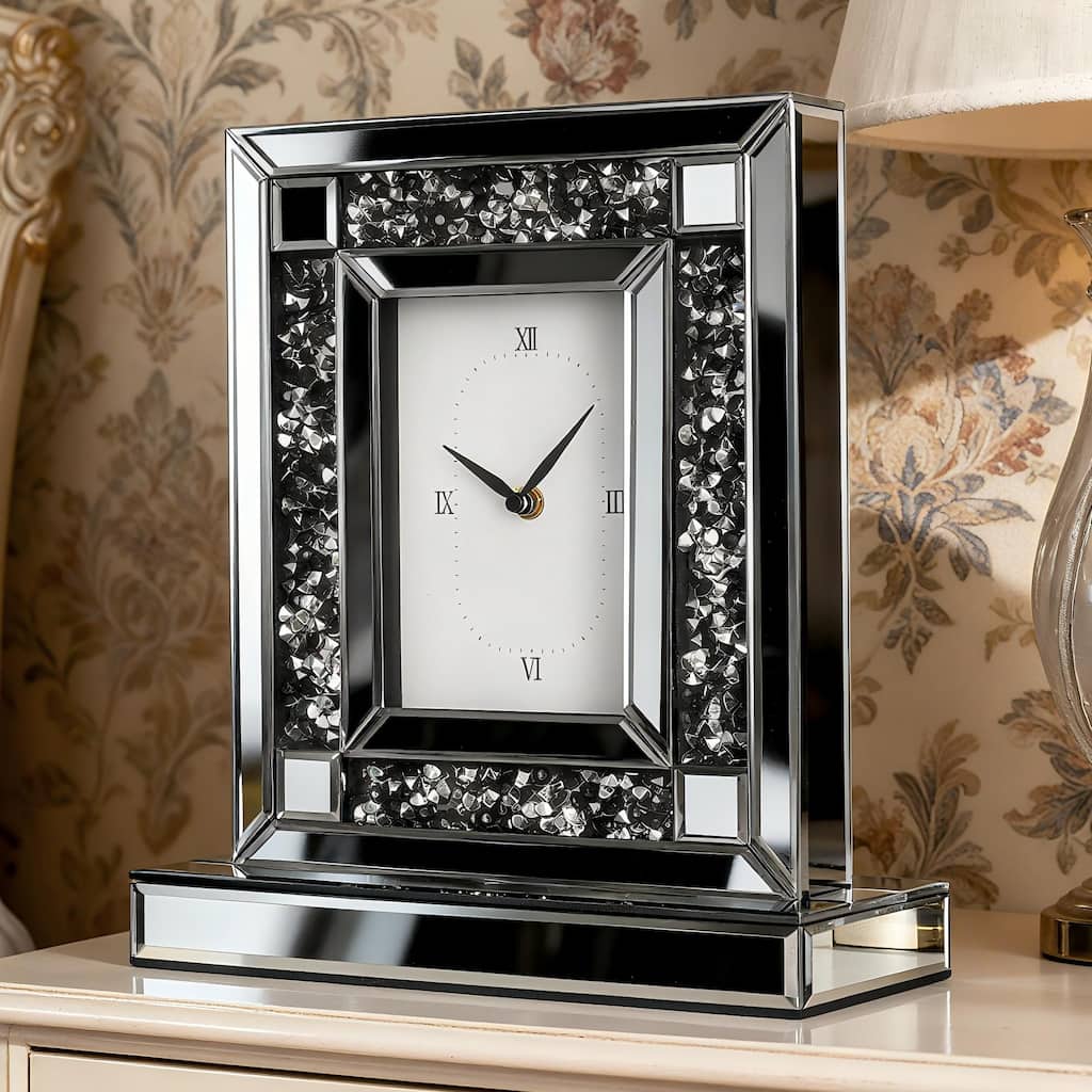 Mirrored Crushed Diamond Table Clock